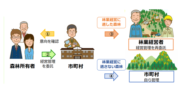 森林経営管理制度の流れ図