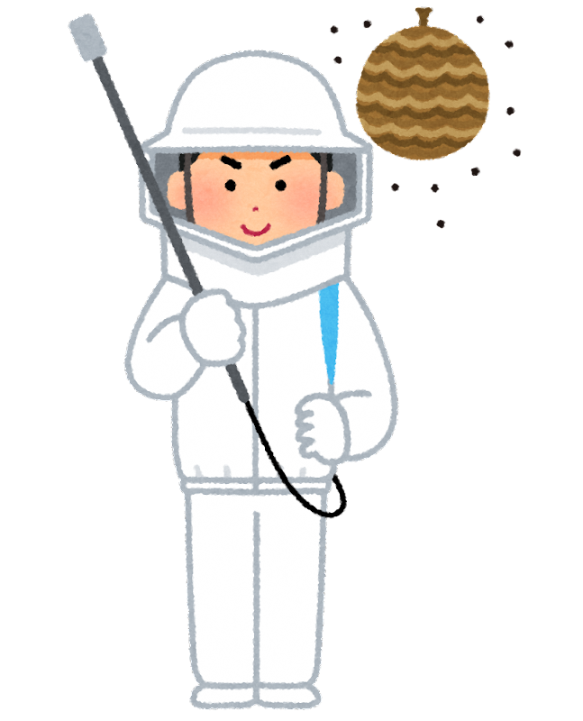 蜂の防護服を着ている男性のイラスト