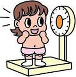 体重計に乗っている女の子のイラスト