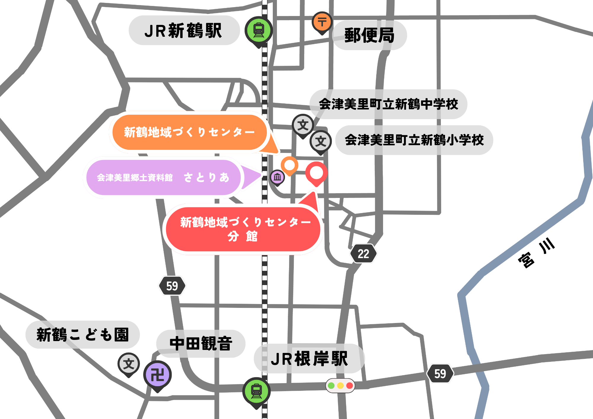 新鶴地域づくりセンター 周辺地図